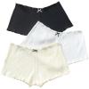 imageVerdusa Womens 3pack Ribbed Boy Shorts Underwear Bow Frill Trim PantiesWhie Beige Black