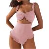 imageVerdusa Womens Cut Out One Piece Swimsuit Frill Trim Tummy Control Bathing SuitPink