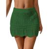 imageVerdusa Womens Hollow Out Knit Scalloped Elastic Waist Swimsuit Beach Cover Up Mini SkirtGreen