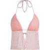 imageVerdusa Womens Tie Front Deep V Neck Sleeveless Split Crop Halter TopMesh Coral Pink