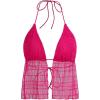 imageVerdusa Womens Tie Front Deep V Neck Sleeveless Split Crop Halter TopMesh Hot Pink