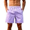 imageVerdusa Mens Drawstring Waist Swimwear Beach Shorts Swim Trunks with PocketsFloral Purple