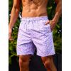 imageVerdusa Mens Drawstring Waist Swimwear Beach Shorts Swim Trunks with PocketsFloral Purple