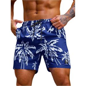 imageVerdusa Mens Drawstring Waist Swimwear Beach Shorts Swim Trunks with PocketsBlue White