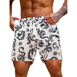 imageVerdusa Mens Drawstring Waist Swimwear Beach Shorts Swim Trunks with PocketsDragon Black