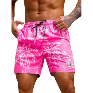 imageVerdusa Mens Drawstring Waist Swimwear Beach Shorts Swim Trunks with PocketsHot Pink