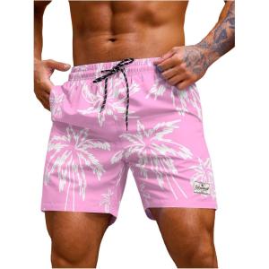 imageVerdusa Mens Drawstring Waist Swimwear Beach Shorts Swim Trunks with PocketsLight Pink