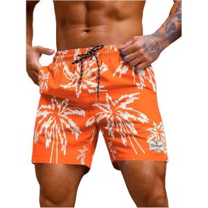 imageVerdusa Mens Drawstring Waist Swimwear Beach Shorts Swim Trunks with PocketsOrange White