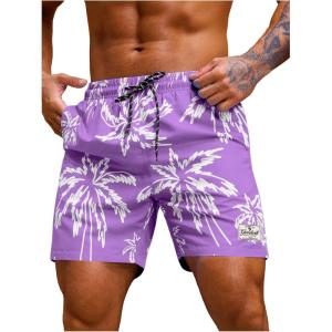 imageVerdusa Mens Drawstring Waist Swimwear Beach Shorts Swim Trunks with PocketsPurple