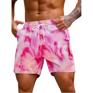 imageVerdusa Mens Drawstring Waist Swimwear Beach Shorts Swim Trunks with PocketsTie Dye Pink