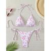 imageVerdusa Womens 2 Piece Boho Floral Halter String Bikini Sets Sexy Bathing SuitsPink