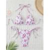 imageVerdusa Womens 2 Piece Boho Floral Halter String Bikini Sets Sexy Bathing SuitsPurple