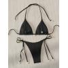 imageVerdusa Womens 2 Piece Triangle Bathing Suit Halter Tops Tie Side Thong Bikini SwimsuitsBlack