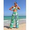 imageVerdusa Womens 3 Piece Swimsuits Tropical Print Halter Bikini Swimsuit with Cover Up PantsGreen