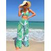imageVerdusa Womens 3 Piece Swimsuits Tropical Print Halter Bikini Swimsuit with Cover Up PantsGreen