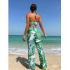 imageVerdusa Womens 3 Piece Swimsuits Tropical Print Halter Bikini Swimsuit with Cover Up PantsGreen