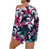 imageVerdusa Womens Tropical Print Halter Triangle Bikini Set Swimsuit with Cover Up RomperBlue Pink