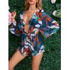 imageVerdusa Womens Tropical Print Halter Triangle Bikini Set Swimsuit with Cover Up RomperDark Green