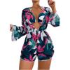 imageVerdusa Womens Tropical Print Halter Triangle Bikini Set Swimsuit with Cover Up RomperBlue Pink