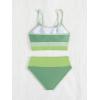 imageVerdusa Girls 2 Piece Colorblock High Waisted Bikini Sets Swimsuit Swimwear Bathing SuitsGreen