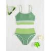 imageVerdusa Girls 2 Piece Colorblock High Waisted Bikini Sets Swimsuit Swimwear Bathing SuitsGreen