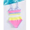 imageVerdusa Girls 2 Piece Colorblock High Waisted Bikini Sets Swimsuit Swimwear Bathing SuitsPink