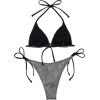 imageVerdusa Womens 2 Piece Bathing Suit Glitter Triangle Top Tie Side Thong Bikini SwimsuitsBlack