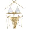 imageVerdusa Womens 2 Piece Bathing Suit Glitter Triangle Top Tie Side Thong Bikini SwimsuitsGold