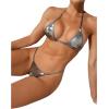 imageVerdusa Womens 2 Piece Bathing Suit Glitter Triangle Top Tie Side Thong Bikini SwimsuitsGrey