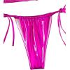 imageVerdusa Womens 2 Piece Bathing Suit Glitter Triangle Top Tie Side Thong Bikini SwimsuitsMetallic Hot Pink