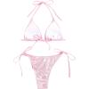 imageVerdusa Womens 2 Piece Bathing Suit Glitter Triangle Top Tie Side Thong Bikini SwimsuitsPink
