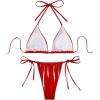 imageVerdusa Womens 2 Piece Bathing Suit Glitter Triangle Top Tie Side Thong Bikini SwimsuitsRed