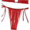 imageVerdusa Womens 2 Piece Bathing Suit Glitter Triangle Top Tie Side Thong Bikini SwimsuitsRed