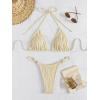imageVerdusa Womens 2 Piece Bikini Set Swimsuits Swimwear Halter Triangle Top and Thong Bathing SuitBeige