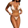 imageVerdusa Womens 2 Piece Bikini Set Swimsuits Swimwear Halter Triangle Top and Thong Bathing SuitBeige