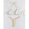 imageVerdusa Womens 2 Piece Bikini Set Swimsuits Swimwear Halter Triangle Top and Thong Bathing SuitBeige