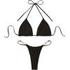 imageVerdusa Womens 2 Piece Bikini Set Swimsuits Swimwear Halter Triangle Top and Thong Bathing SuitDeep Black