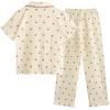 imageVerdusa Womens 2 Piece Pajamas Sets Cute Pj Set Graphic Print Comfy Loungewear Sets Ruffle Trim Top and PantsCherry Apricot