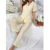 imageVerdusa Womens 2 Piece Pajamas Sets Cute Pj Set Graphic Print Comfy Loungewear Sets Ruffle Trim Top and PantsYellow
