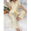 imageVerdusa Womens 2 Piece Pajamas Sets Cute Pj Set Graphic Print Comfy Loungewear Sets Ruffle Trim Top and PantsYellow