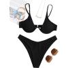 imageVerdusa Womens 2 Piece Triangle Bikini High Cut Bathing Suit SwimsuitBlack