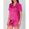 imageVerdusa Womens 2pc Satin Nightwear Button Front Sleepwear Short Sleeve Pajamas SetHot Pink