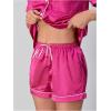 imageVerdusa Womens 2pc Satin Nightwear Button Front Sleepwear Short Sleeve Pajamas SetHot Pink