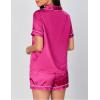 imageVerdusa Womens 2pc Satin Nightwear Button Front Sleepwear Short Sleeve Pajamas SetHot Pink