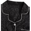 imageVerdusa Womens 2pc Satin Nightwear Button Front Sleepwear Short Sleeve Pajamas SetLeopard Black