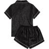 imageVerdusa Womens 2pc Satin Nightwear Button Front Sleepwear Short Sleeve Pajamas SetLeopard Black