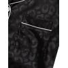 imageVerdusa Womens 2pc Satin Nightwear Button Front Sleepwear Short Sleeve Pajamas SetLeopard Black