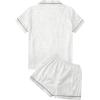 imageVerdusa Womens 2pc Satin Nightwear Button Front Sleepwear Short Sleeve Pajamas SetLeopard White