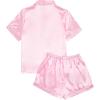 imageVerdusa Womens 2pc Satin Nightwear Button Front Sleepwear Short Sleeve Pajamas SetLight Pink a