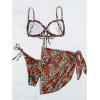 imageVerdusa Womens 3 Piece Leopard Print Tie Side Thong Halter Bikini with Beach Skirt SwimsuitsLeopard and Red